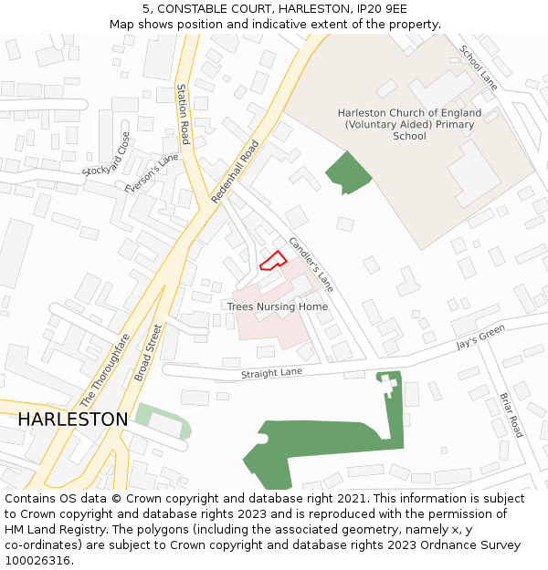5, CONSTABLE COURT, HARLESTON, IP20 9EE: Location map and indicative extent of plot