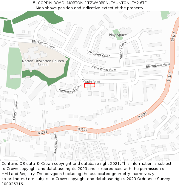 5, COPPIN ROAD, NORTON FITZWARREN, TAUNTON, TA2 6TE: Location map and indicative extent of plot