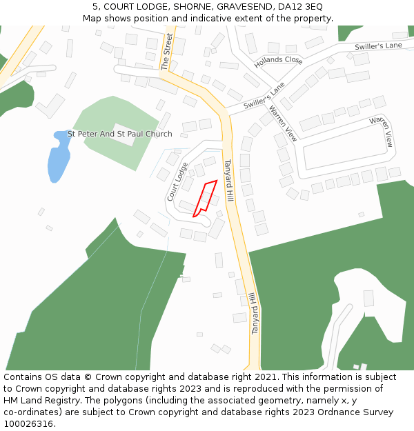 5, COURT LODGE, SHORNE, GRAVESEND, DA12 3EQ: Location map and indicative extent of plot