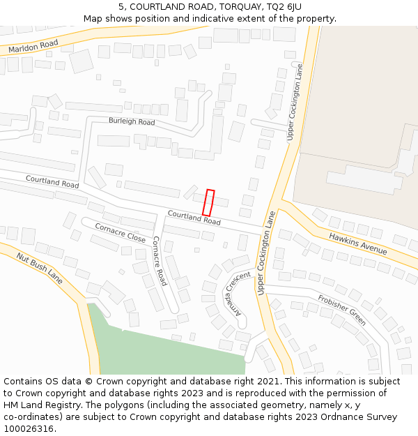 5, COURTLAND ROAD, TORQUAY, TQ2 6JU: Location map and indicative extent of plot
