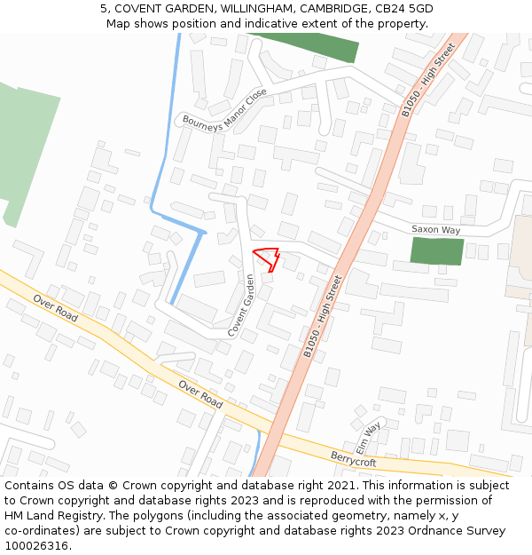 5, COVENT GARDEN, WILLINGHAM, CAMBRIDGE, CB24 5GD: Location map and indicative extent of plot