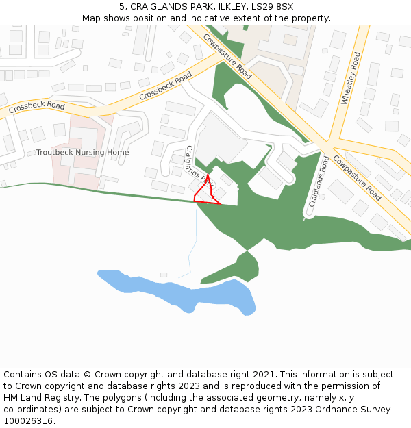5, CRAIGLANDS PARK, ILKLEY, LS29 8SX: Location map and indicative extent of plot
