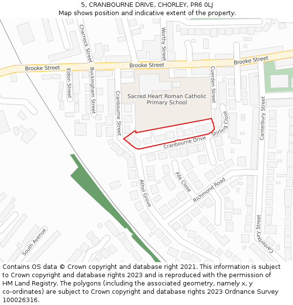 5, CRANBOURNE DRIVE, CHORLEY, PR6 0LJ: Location map and indicative extent of plot