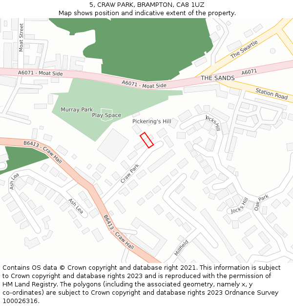 5, CRAW PARK, BRAMPTON, CA8 1UZ: Location map and indicative extent of plot