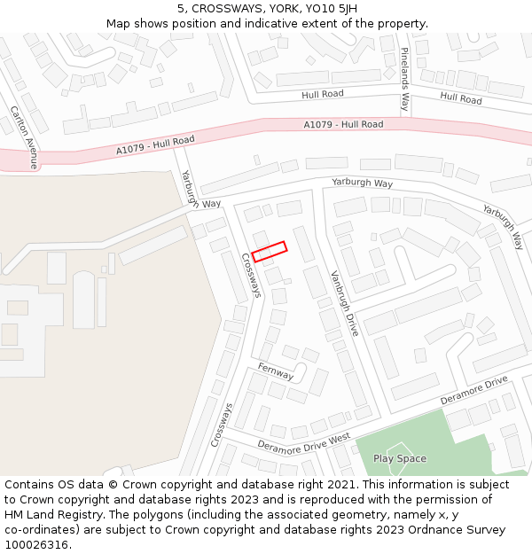 5, CROSSWAYS, YORK, YO10 5JH: Location map and indicative extent of plot