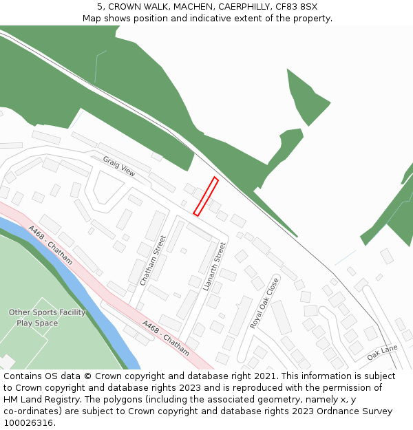 5, CROWN WALK, MACHEN, CAERPHILLY, CF83 8SX: Location map and indicative extent of plot