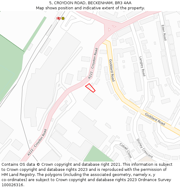 5, CROYDON ROAD, BECKENHAM, BR3 4AA: Location map and indicative extent of plot