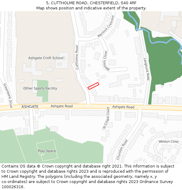 5, CUTTHOLME ROAD, CHESTERFIELD, S40 4RF: Location map and indicative extent of plot