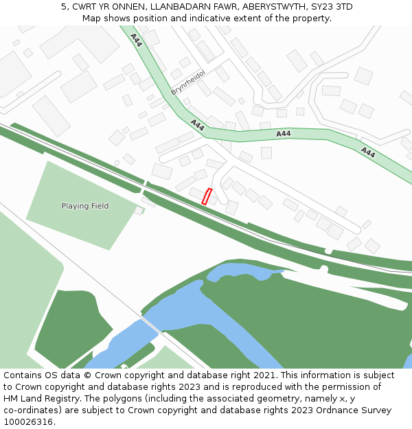 5, CWRT YR ONNEN, LLANBADARN FAWR, ABERYSTWYTH, SY23 3TD: Location map and indicative extent of plot