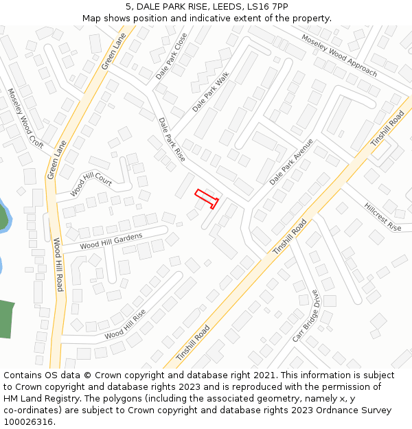 5, DALE PARK RISE, LEEDS, LS16 7PP: Location map and indicative extent of plot