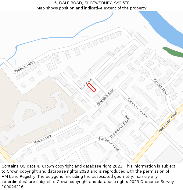 5, DALE ROAD, SHREWSBURY, SY2 5TE: Location map and indicative extent of plot