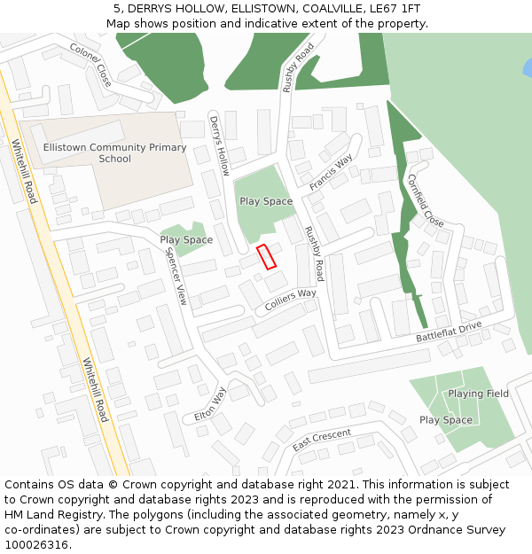 5, DERRYS HOLLOW, ELLISTOWN, COALVILLE, LE67 1FT: Location map and indicative extent of plot