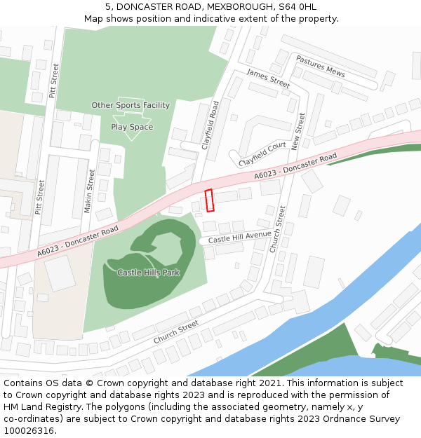 5, DONCASTER ROAD, MEXBOROUGH, S64 0HL: Location map and indicative extent of plot