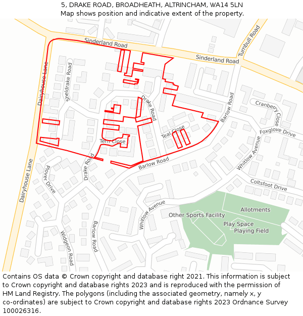 5, DRAKE ROAD, BROADHEATH, ALTRINCHAM, WA14 5LN: Location map and indicative extent of plot