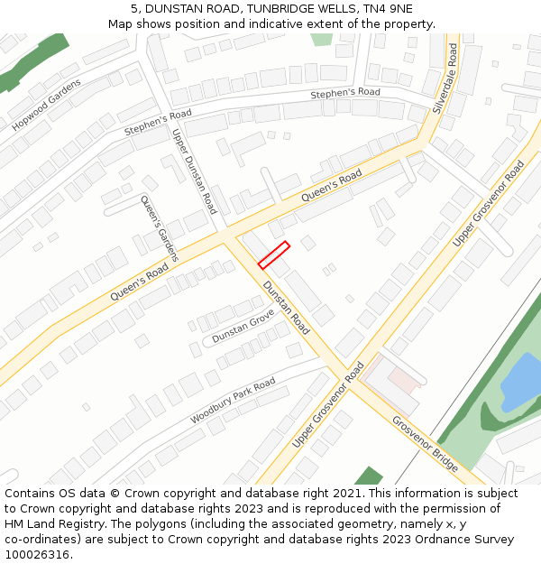 5, DUNSTAN ROAD, TUNBRIDGE WELLS, TN4 9NE: Location map and indicative extent of plot