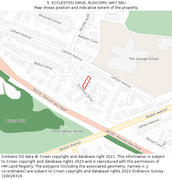 5, ECCLESTON DRIVE, RUNCORN, WA7 5BU: Location map and indicative extent of plot