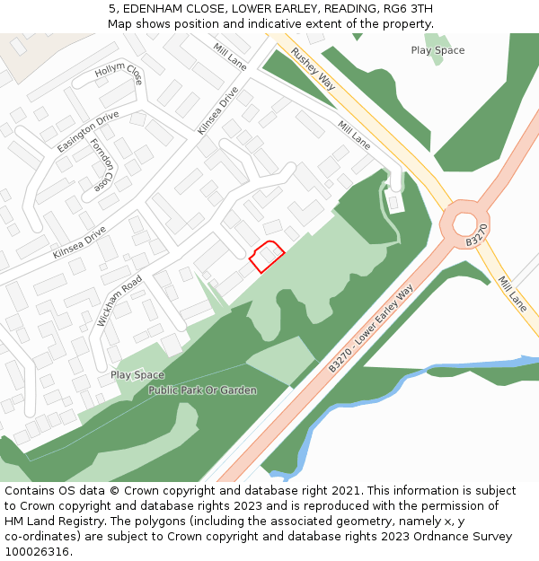 5, EDENHAM CLOSE, LOWER EARLEY, READING, RG6 3TH: Location map and indicative extent of plot