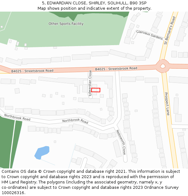 5, EDWARDIAN CLOSE, SHIRLEY, SOLIHULL, B90 3SP: Location map and indicative extent of plot