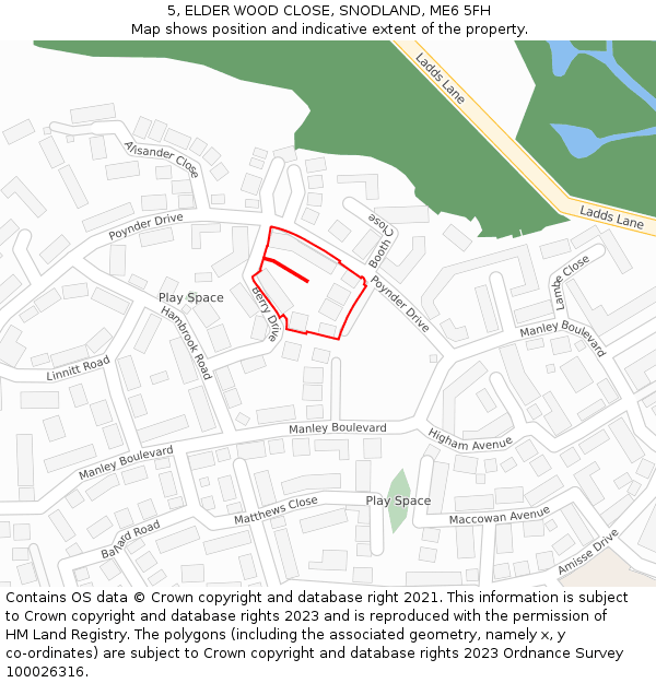 5, ELDER WOOD CLOSE, SNODLAND, ME6 5FH: Location map and indicative extent of plot