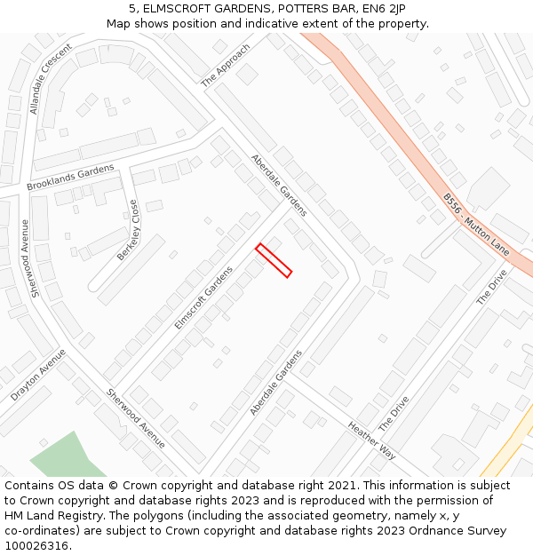 5, ELMSCROFT GARDENS, POTTERS BAR, EN6 2JP: Location map and indicative extent of plot