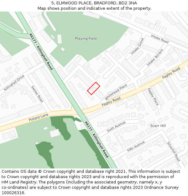 5, ELMWOOD PLACE, BRADFORD, BD2 3NA: Location map and indicative extent of plot