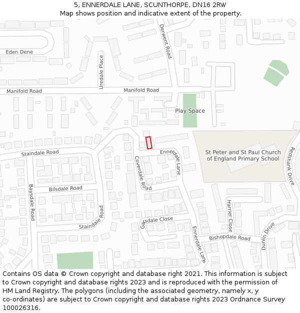 5, ENNERDALE LANE, SCUNTHORPE, DN16 2RW: Location map and indicative extent of plot