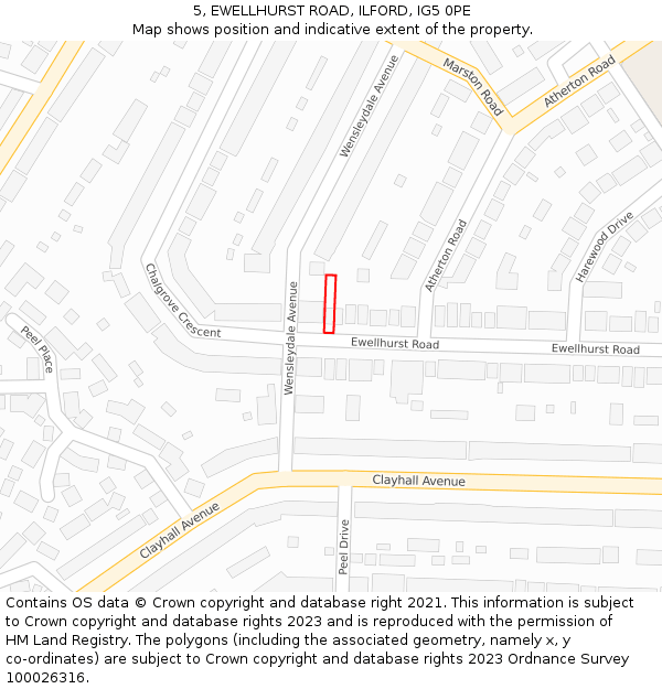 5, EWELLHURST ROAD, ILFORD, IG5 0PE: Location map and indicative extent of plot