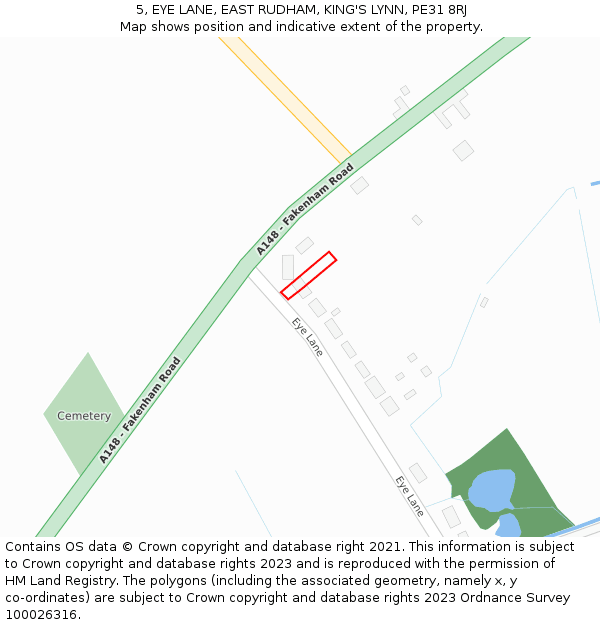 5, EYE LANE, EAST RUDHAM, KING'S LYNN, PE31 8RJ: Location map and indicative extent of plot