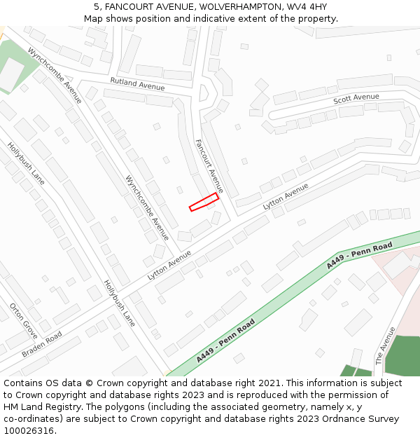 5, FANCOURT AVENUE, WOLVERHAMPTON, WV4 4HY: Location map and indicative extent of plot