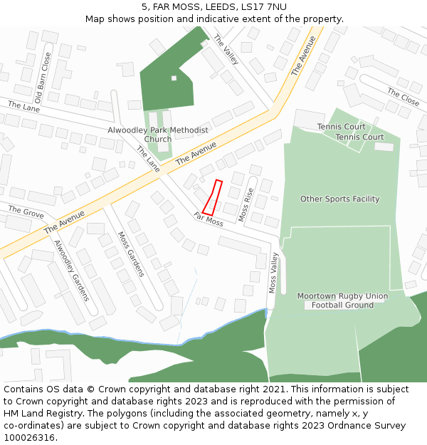 5, FAR MOSS, LEEDS, LS17 7NU: Location map and indicative extent of plot