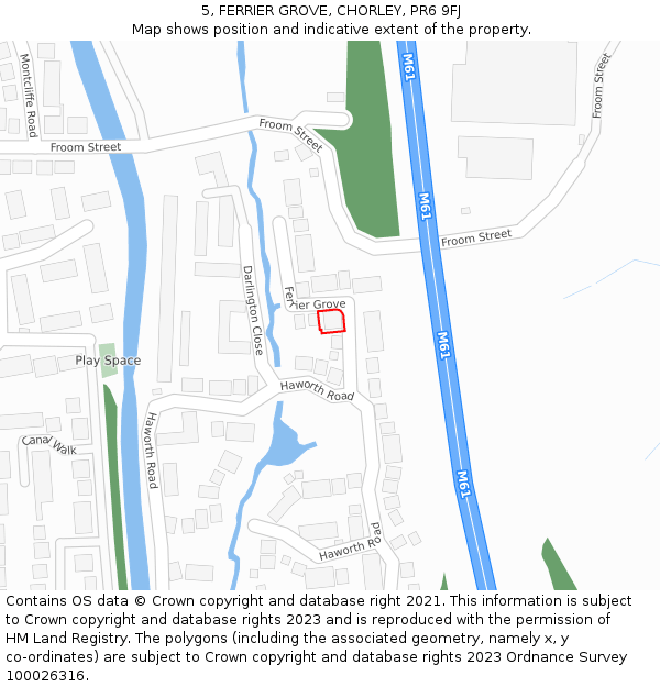 5, FERRIER GROVE, CHORLEY, PR6 9FJ: Location map and indicative extent of plot