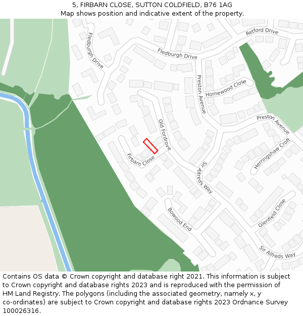 5, FIRBARN CLOSE, SUTTON COLDFIELD, B76 1AG: Location map and indicative extent of plot