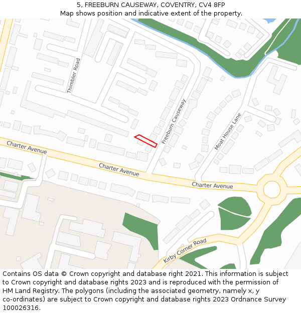 5, FREEBURN CAUSEWAY, COVENTRY, CV4 8FP: Location map and indicative extent of plot