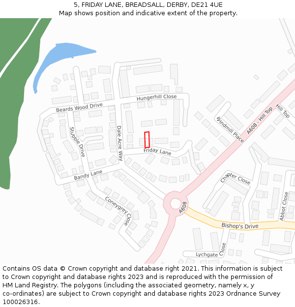 5, FRIDAY LANE, BREADSALL, DERBY, DE21 4UE: Location map and indicative extent of plot