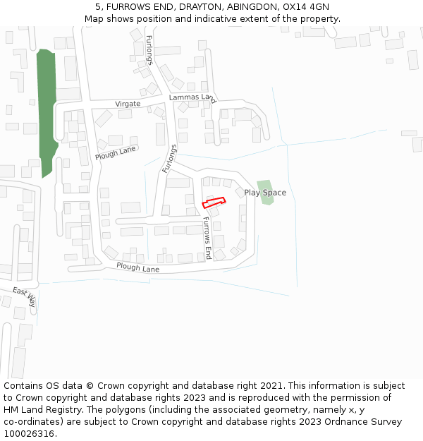 5, FURROWS END, DRAYTON, ABINGDON, OX14 4GN: Location map and indicative extent of plot