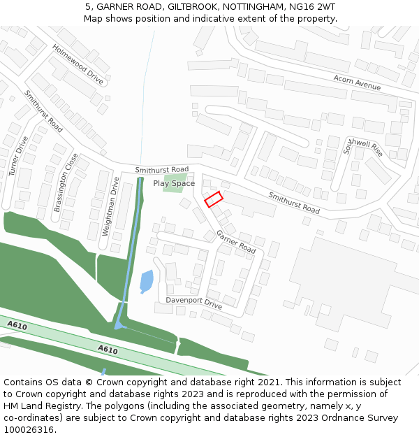 5, GARNER ROAD, GILTBROOK, NOTTINGHAM, NG16 2WT: Location map and indicative extent of plot