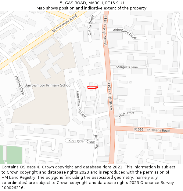 5, GAS ROAD, MARCH, PE15 9LU: Location map and indicative extent of plot