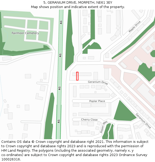 5, GERANIUM DRIVE, MORPETH, NE61 3EY: Location map and indicative extent of plot