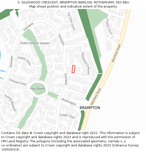 5, GILESWOOD CRESCENT, BRAMPTON BIERLOW, ROTHERHAM, S63 6BU: Location map and indicative extent of plot