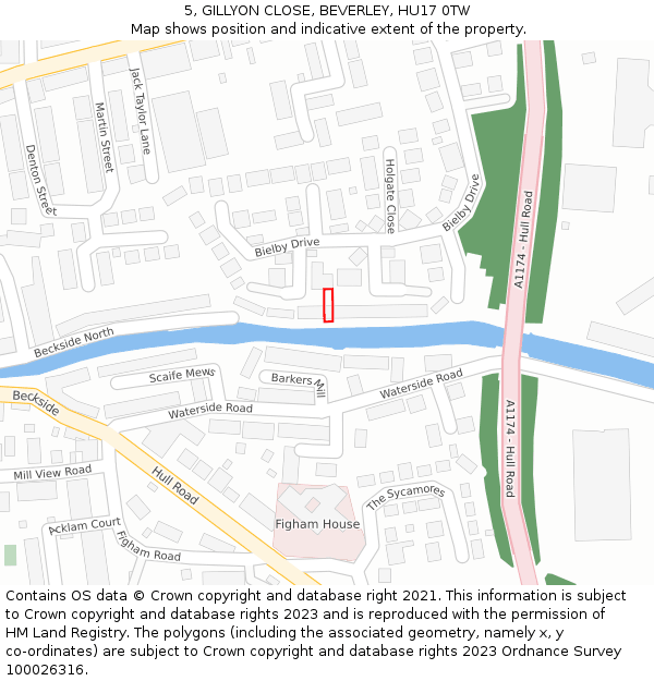 5, GILLYON CLOSE, BEVERLEY, HU17 0TW: Location map and indicative extent of plot