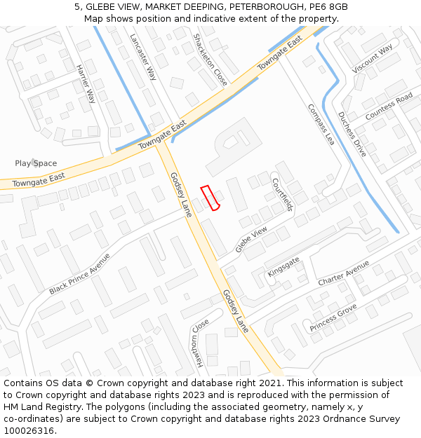 5, GLEBE VIEW, MARKET DEEPING, PETERBOROUGH, PE6 8GB: Location map and indicative extent of plot