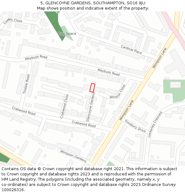 5, GLENCOYNE GARDENS, SOUTHAMPTON, SO16 9JU: Location map and indicative extent of plot