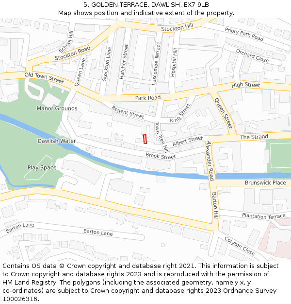 5, GOLDEN TERRACE, DAWLISH, EX7 9LB: Location map and indicative extent of plot