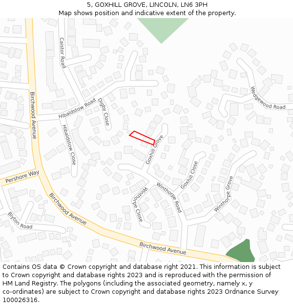 5, GOXHILL GROVE, LINCOLN, LN6 3PH: Location map and indicative extent of plot