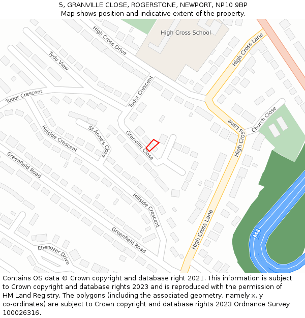 5, GRANVILLE CLOSE, ROGERSTONE, NEWPORT, NP10 9BP: Location map and indicative extent of plot