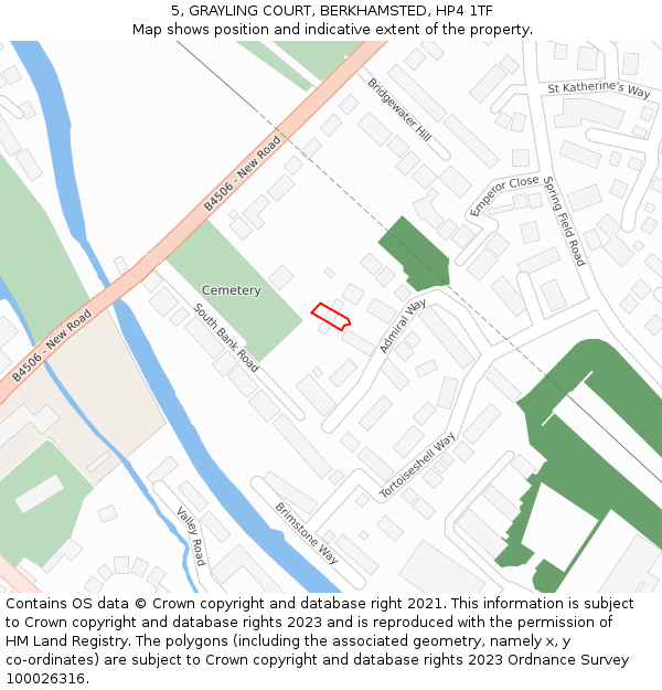 5, GRAYLING COURT, BERKHAMSTED, HP4 1TF: Location map and indicative extent of plot