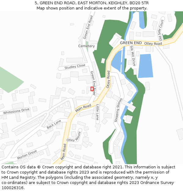 5, GREEN END ROAD, EAST MORTON, KEIGHLEY, BD20 5TR: Location map and indicative extent of plot