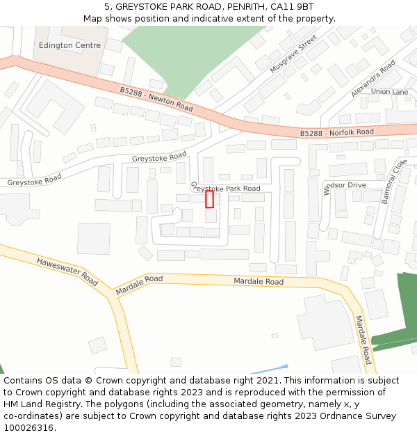 5, GREYSTOKE PARK ROAD, PENRITH, CA11 9BT: Location map and indicative extent of plot