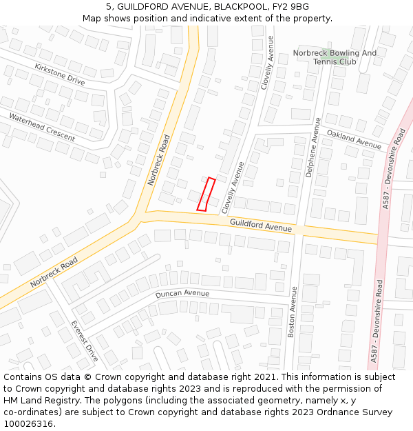 5, GUILDFORD AVENUE, BLACKPOOL, FY2 9BG: Location map and indicative extent of plot
