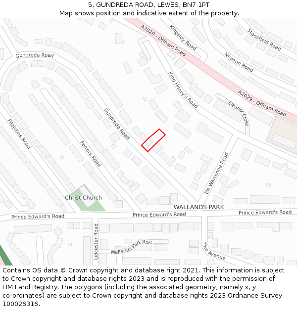 5, GUNDREDA ROAD, LEWES, BN7 1PT: Location map and indicative extent of plot